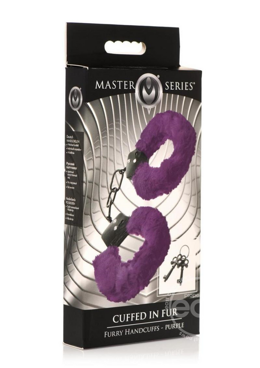 Master Series Cuffed in Fur Furry Handcuffs - Purple