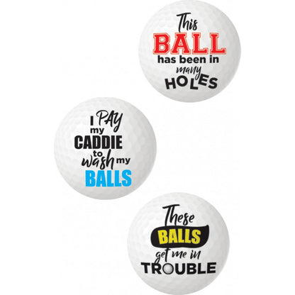 Balls Deep Funny Slogan Golf Balls Assorted Slogan 3pk