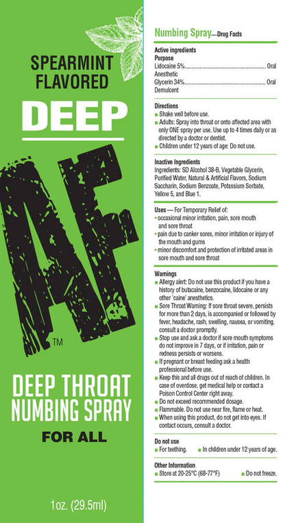 Deep Af - Spearmint Flavored Deep Throat Spray - 1 Oz