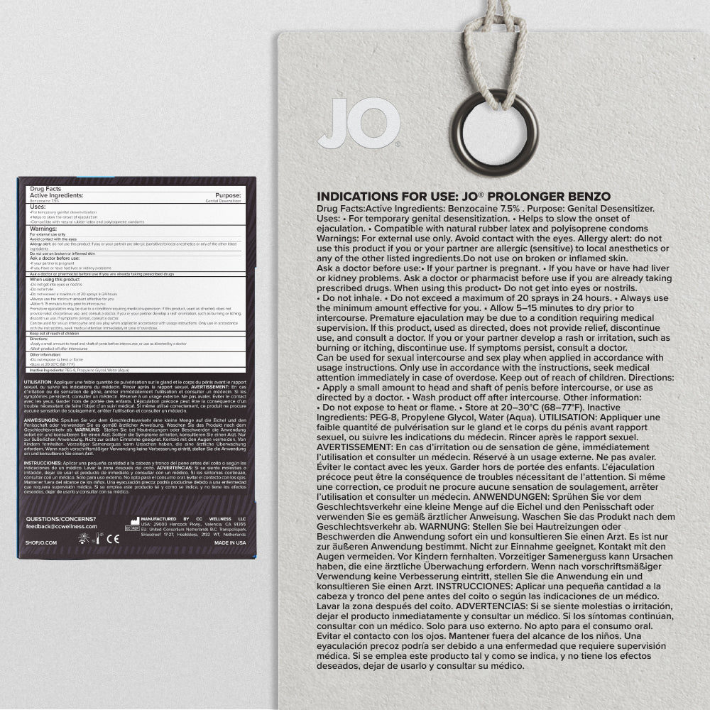 JO Prolonger Desensitizing Spray with Benzocaine 2oz