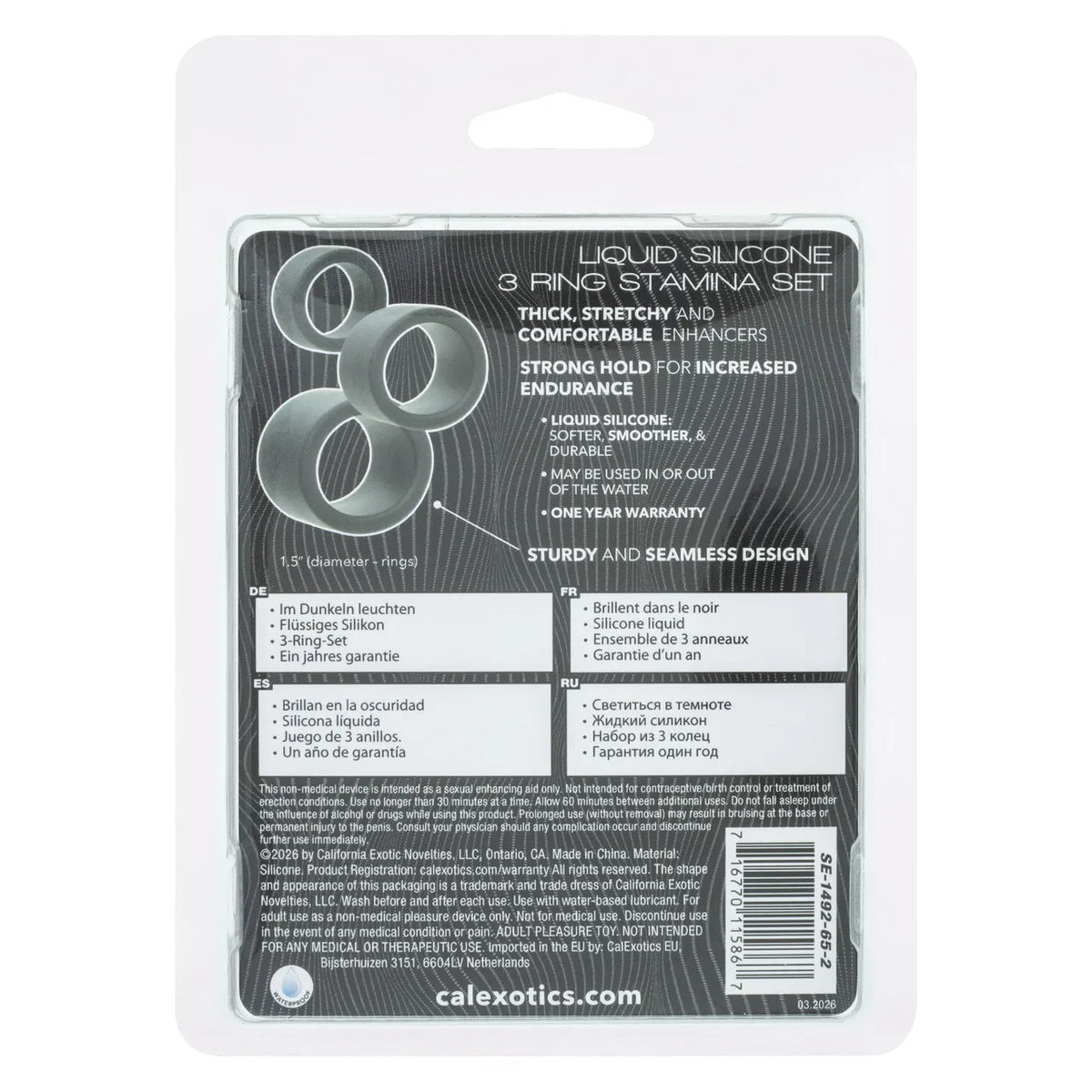 Alpha Liquid Silicone 3 Ring Stamina Set Black