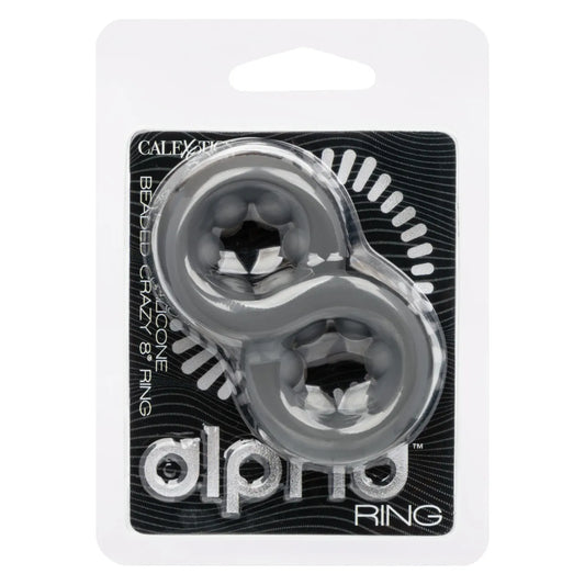 Alpha Liquid Silicone Beaded Crazy 8 Ring Grey