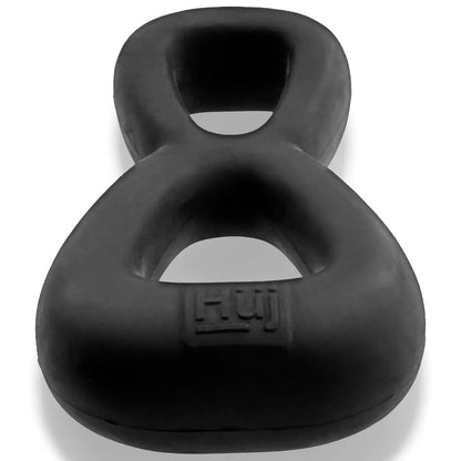 Boomerang Double-Ring Cockring & Nut-Tugger Black