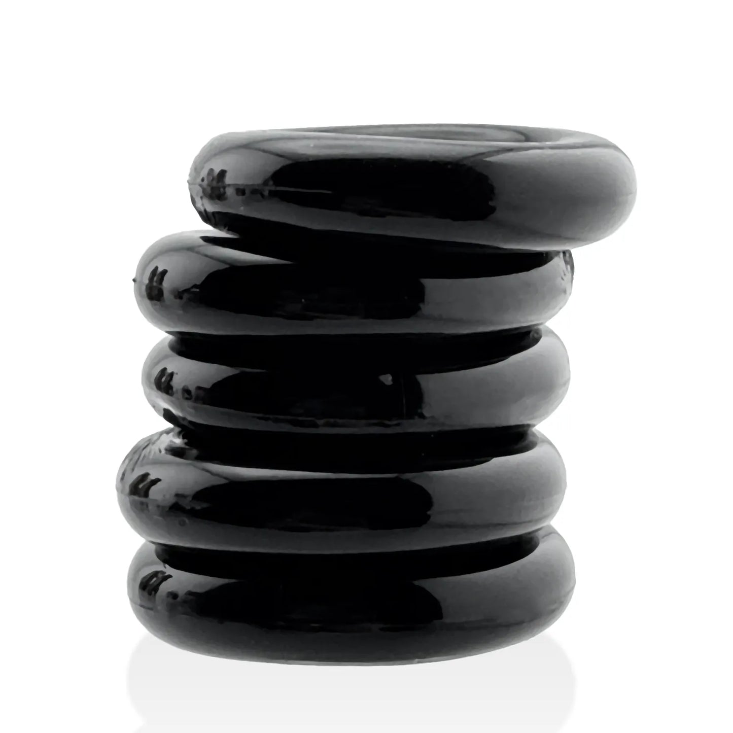 Jacker 5-Stack Five-Pack Tube Super-Strong Cockrings Black