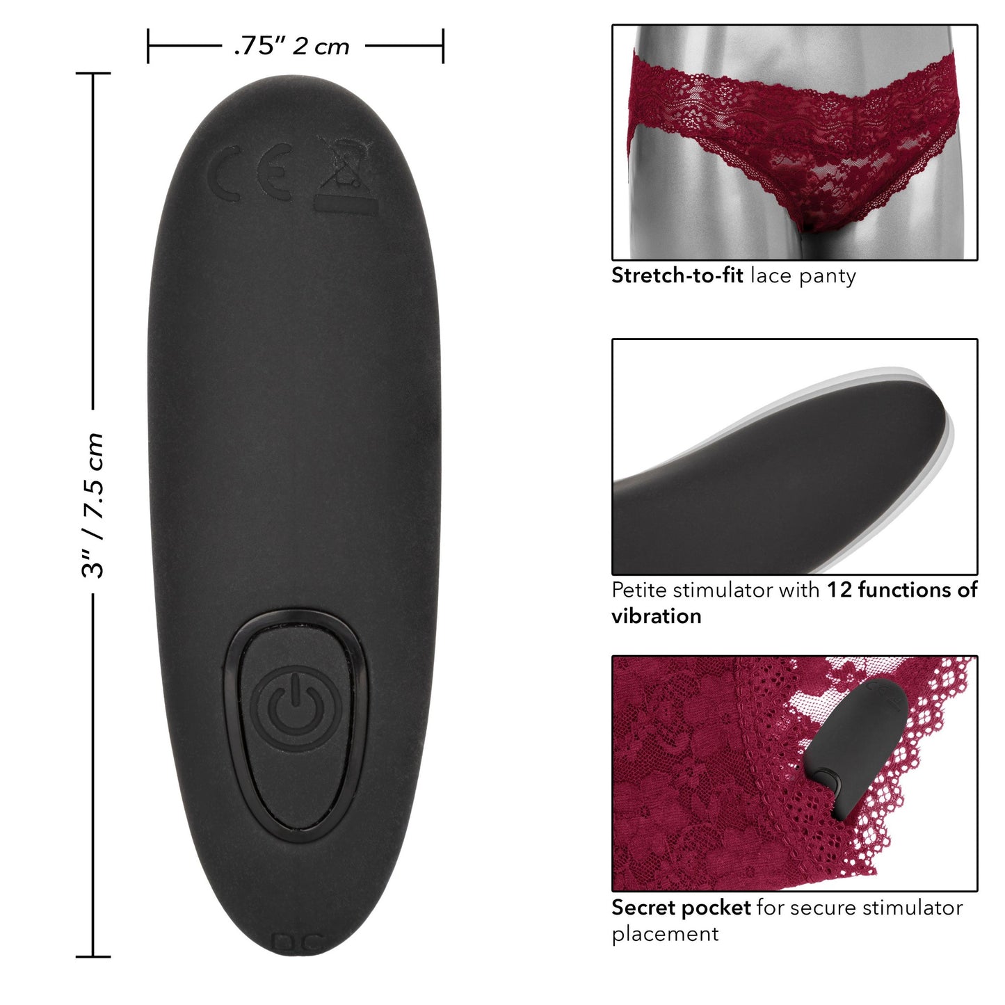 Remote Control Rechargeable Lace Panty Vibe Set - Large/XLarge - Red
