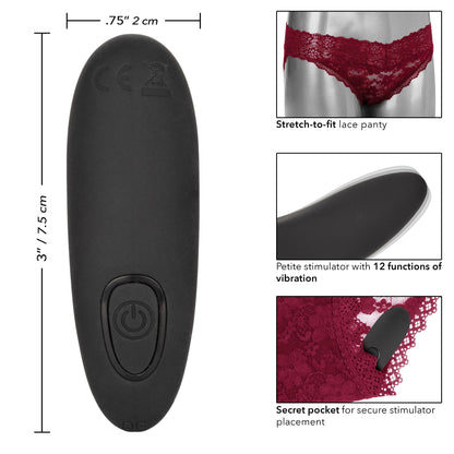 Remote Control Rechargeable Lace Panty Vibe Set - Large/XLarge - Red
