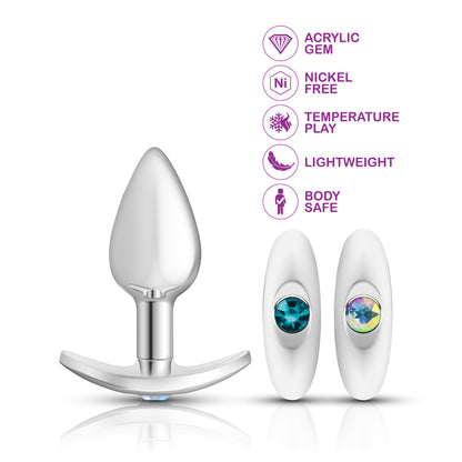 Silver Anchor Buttplug Kit - Clear Iridescent/teal