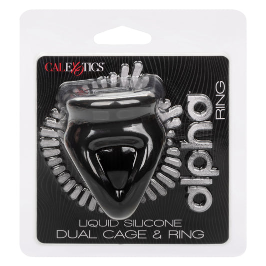 Alpha Liquid Silicone Dual Cage and Ring - Black Ring - Black
