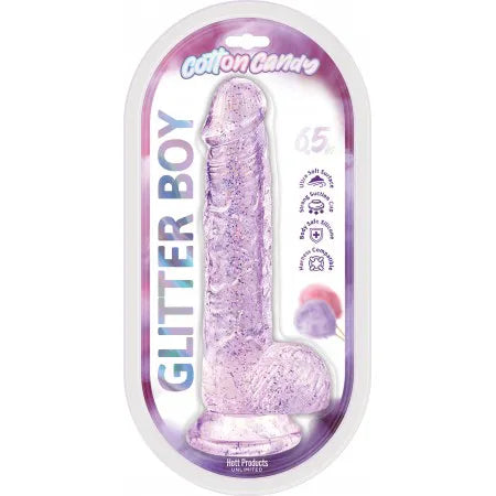 Cotton Candy - Glitter Boy 6.5" Suction Cup Dildo - Clear
