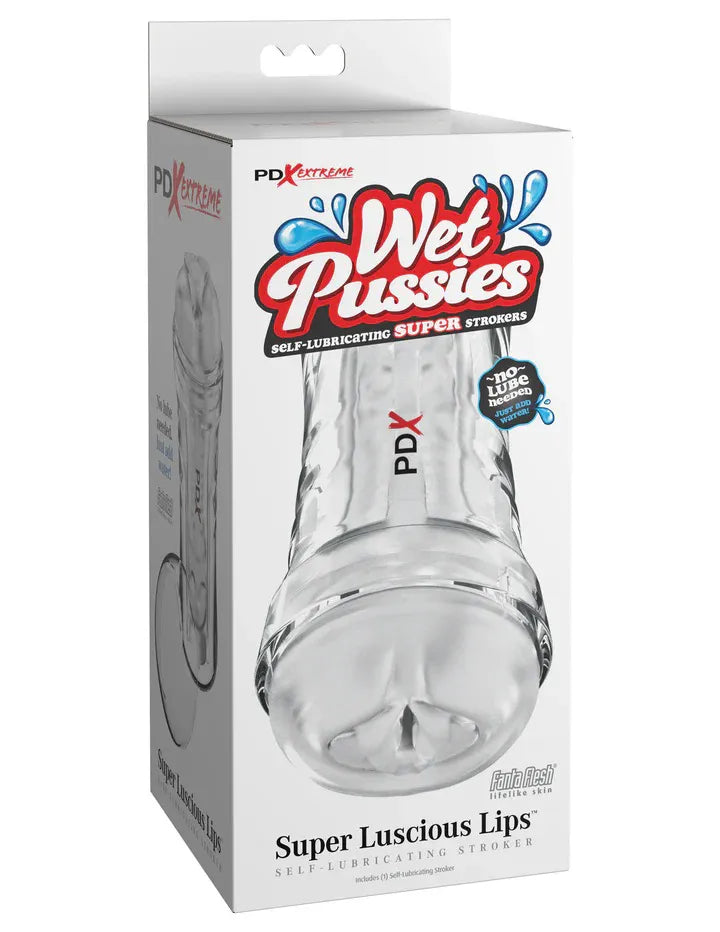 Pdx Extreme Wet Pussies Super Luscious Lips Self-Lubricating Stroker - Frosted
