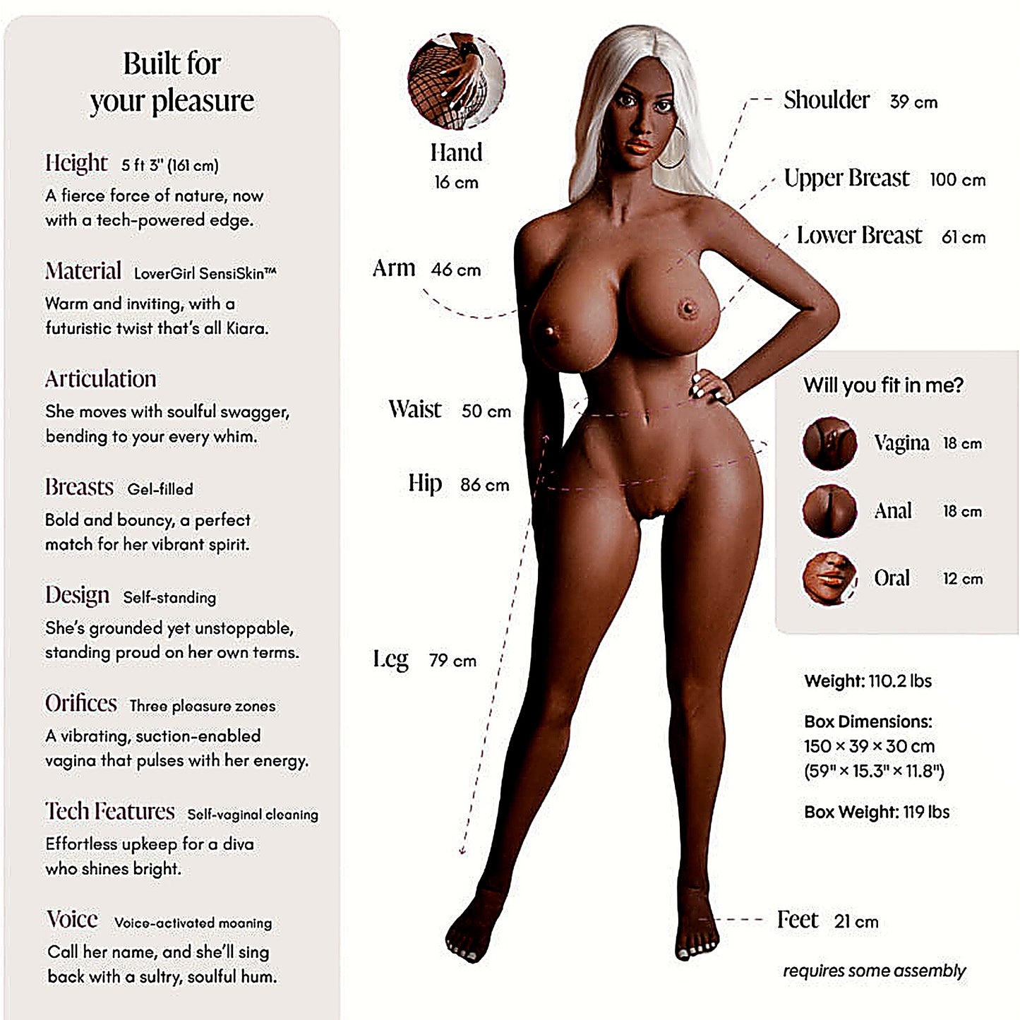 Doll Kiara Chocolate 5ft 3" - Standard