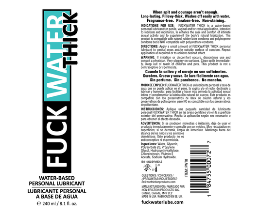 Fuck Water Thick 8oz Clear Water Based Lubricant