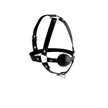 Strict Head Harness with Ball Gag - Black