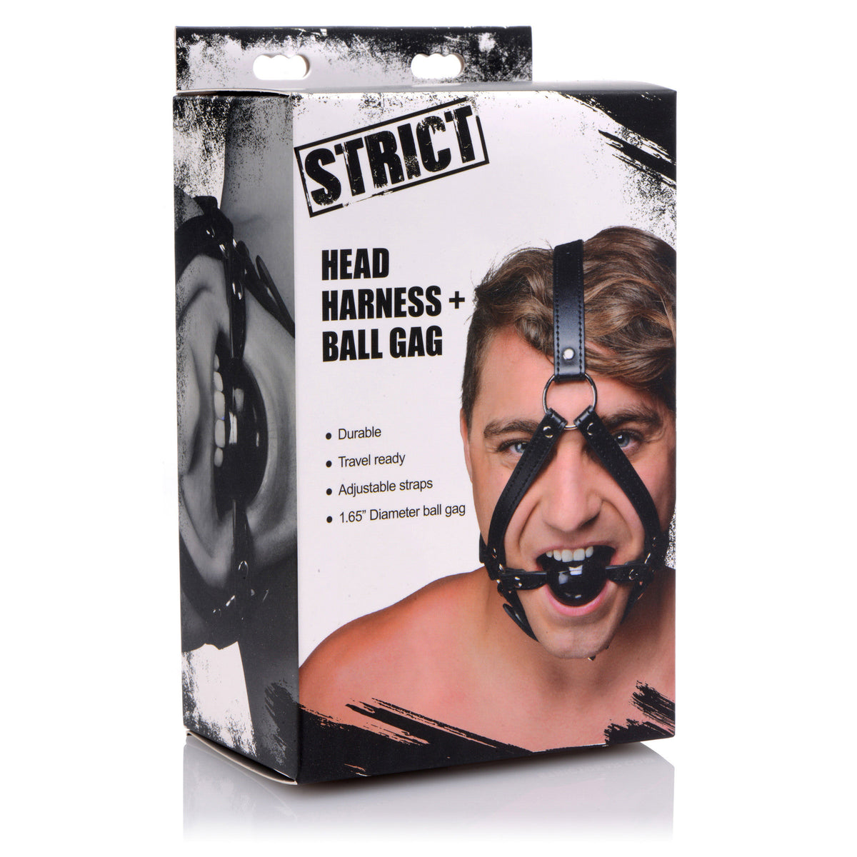 Strict Head Harness with Ball Gag - Black