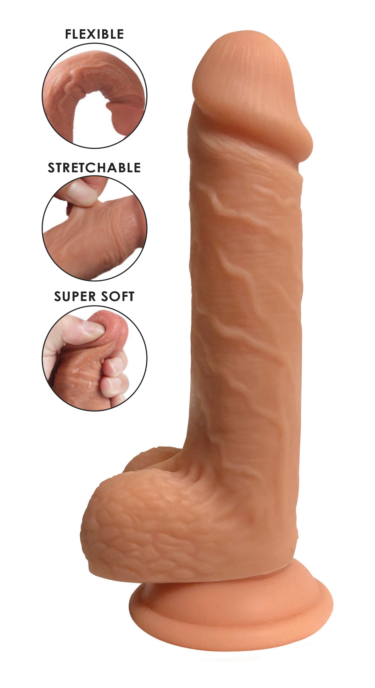 Easy Rider 7 Inch Dual Density Dildo With Balls - Light