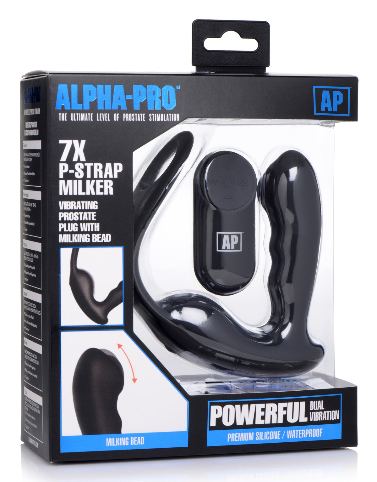 7X P-Strap Milking and Vibrating Prostate Stimulator with Cock and Ball Harness