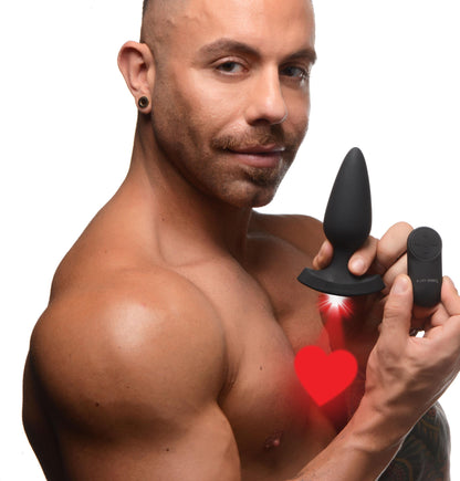 28X Laser Heart Silicone Anal Plug with Remote â€“ Large