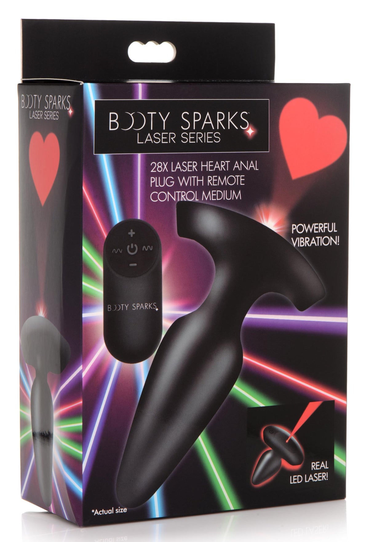 28X Laser Heart Silicone Anal Plug with Remote â€“ Large