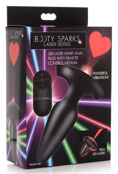 28X Laser Heart Silicone Anal Plug with Remote â€“ Large