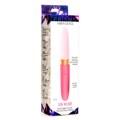 10X RosÃ© Dual Ended Smooth Silicone and Glass Vibrator