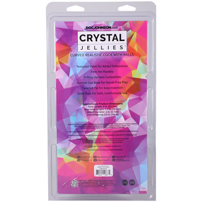 Crystal Jellies - Curved Realistic Cock With Balls - 8 Inch Purple