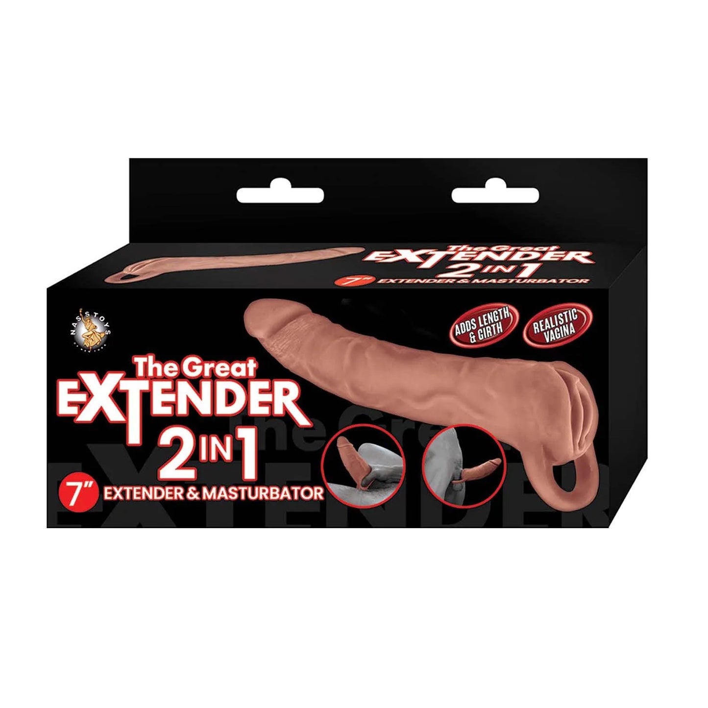 The Great Extender 2 in 1 7" Extender & Masturbator Brown