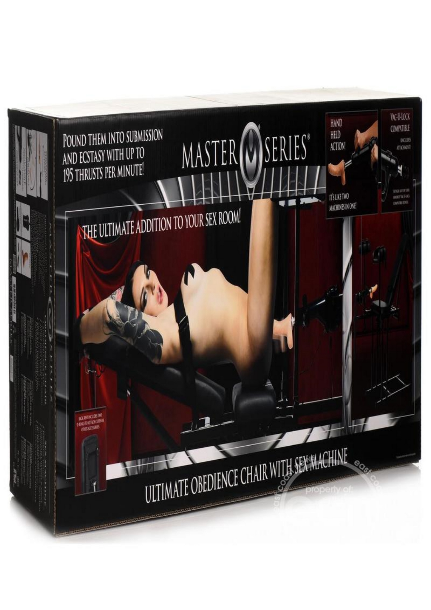 Master Series Obedience Chair with Sex Machine - Black
