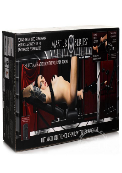 Master Series Obedience Chair with Sex Machine - Black