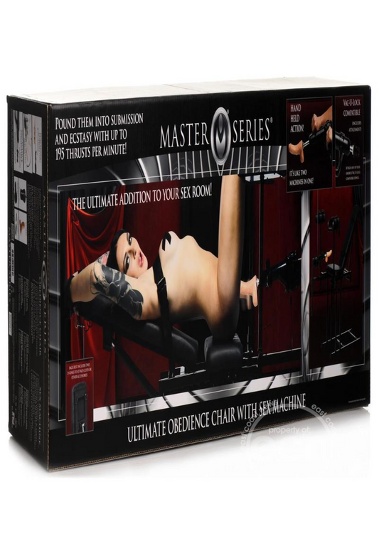 Master Series Obedience Chair with Sex Machine - Black