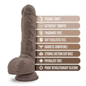 Dr. Skin Silicone - Dr. Mason - 9 Inch Dildo With Suction Cup - Chocolate