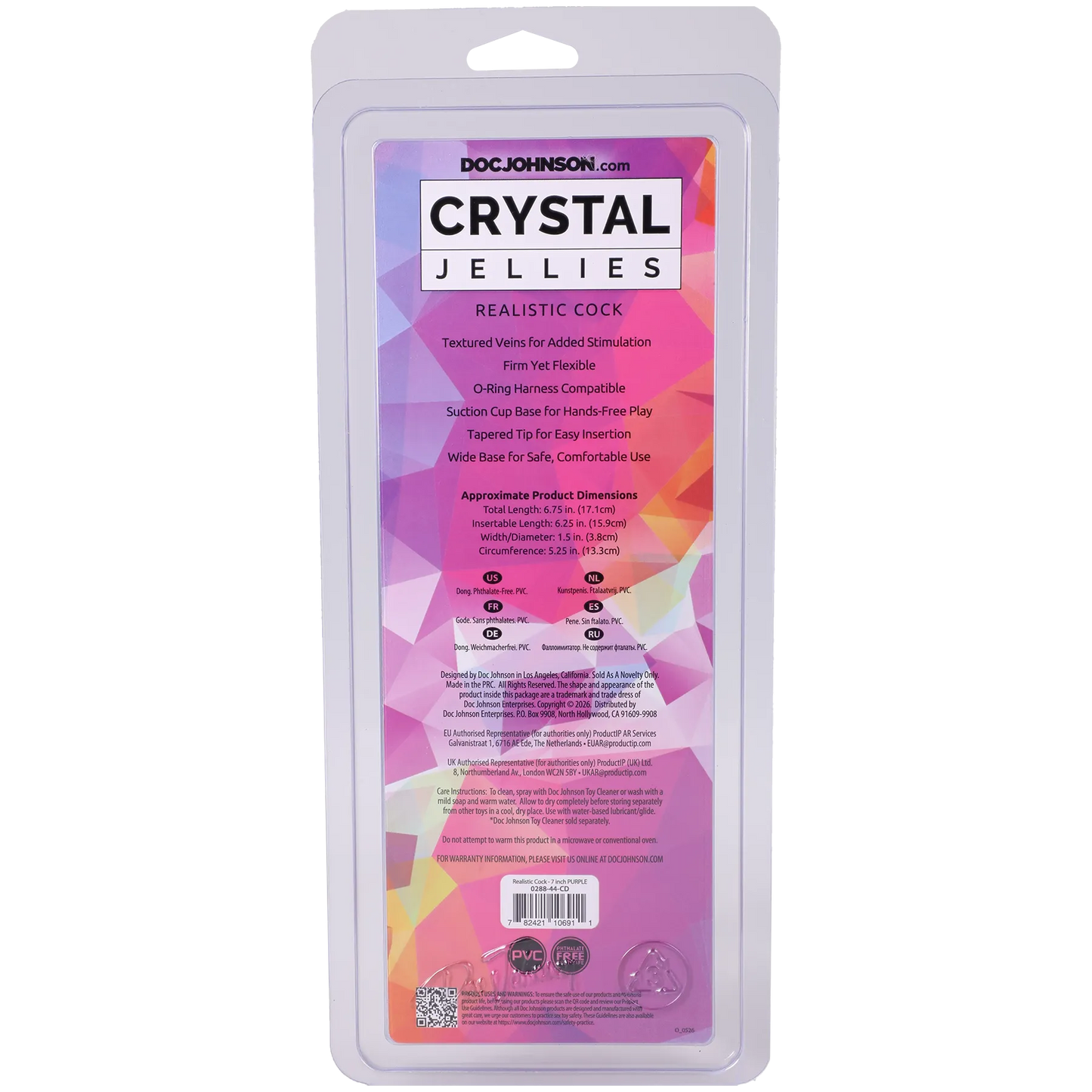 Crystal Jellies - Realistic Cock - 7 Inch Pink