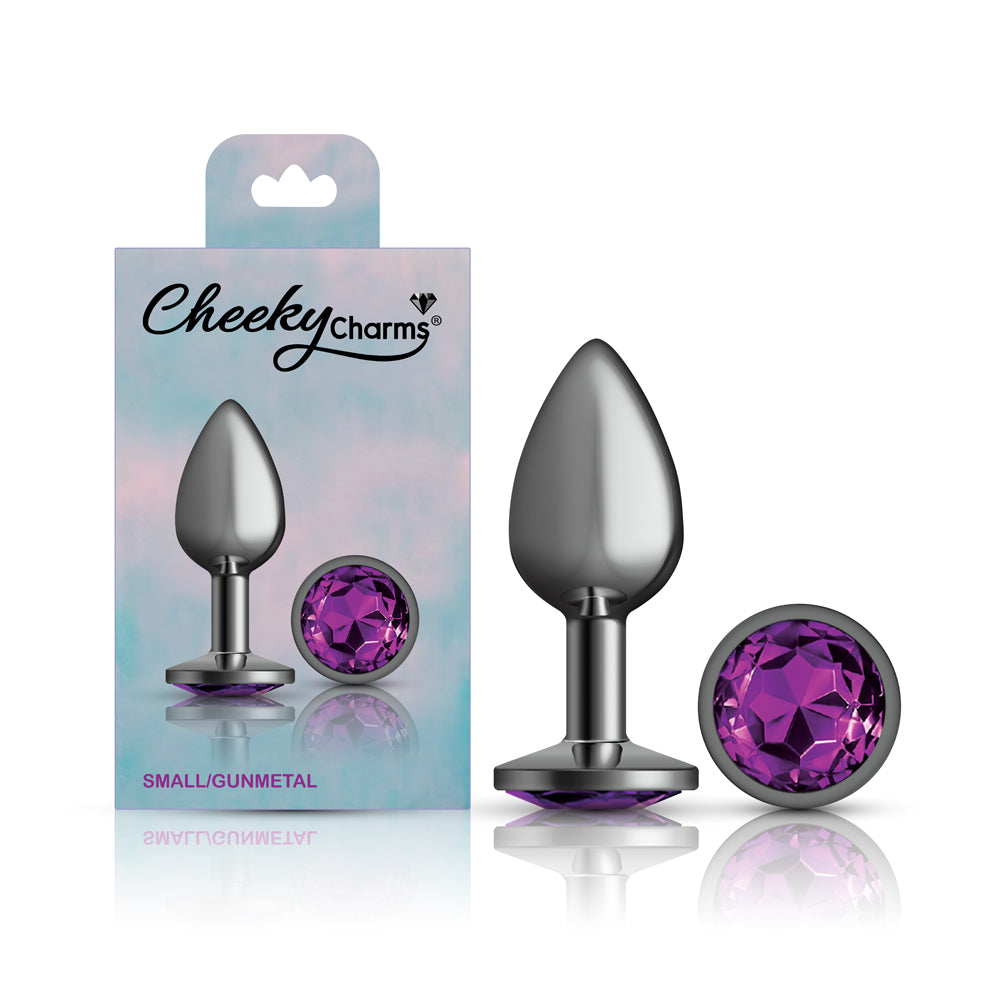 Purple Round Gem Gunmetal Metal Plug - Sm