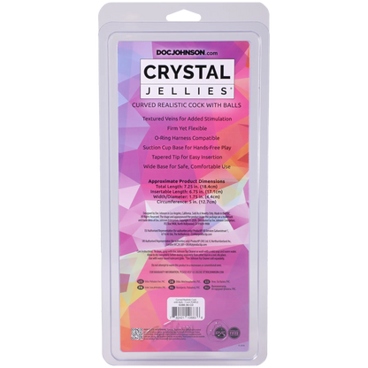 Crystal Jellies - Curved Realistic Cock With Balls - 7 Inch Pink