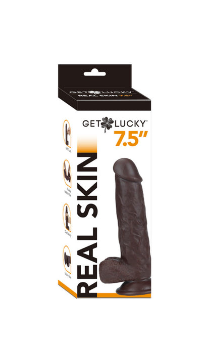Real Skin 7.5" Dual Layer Dildo - Dark Brown