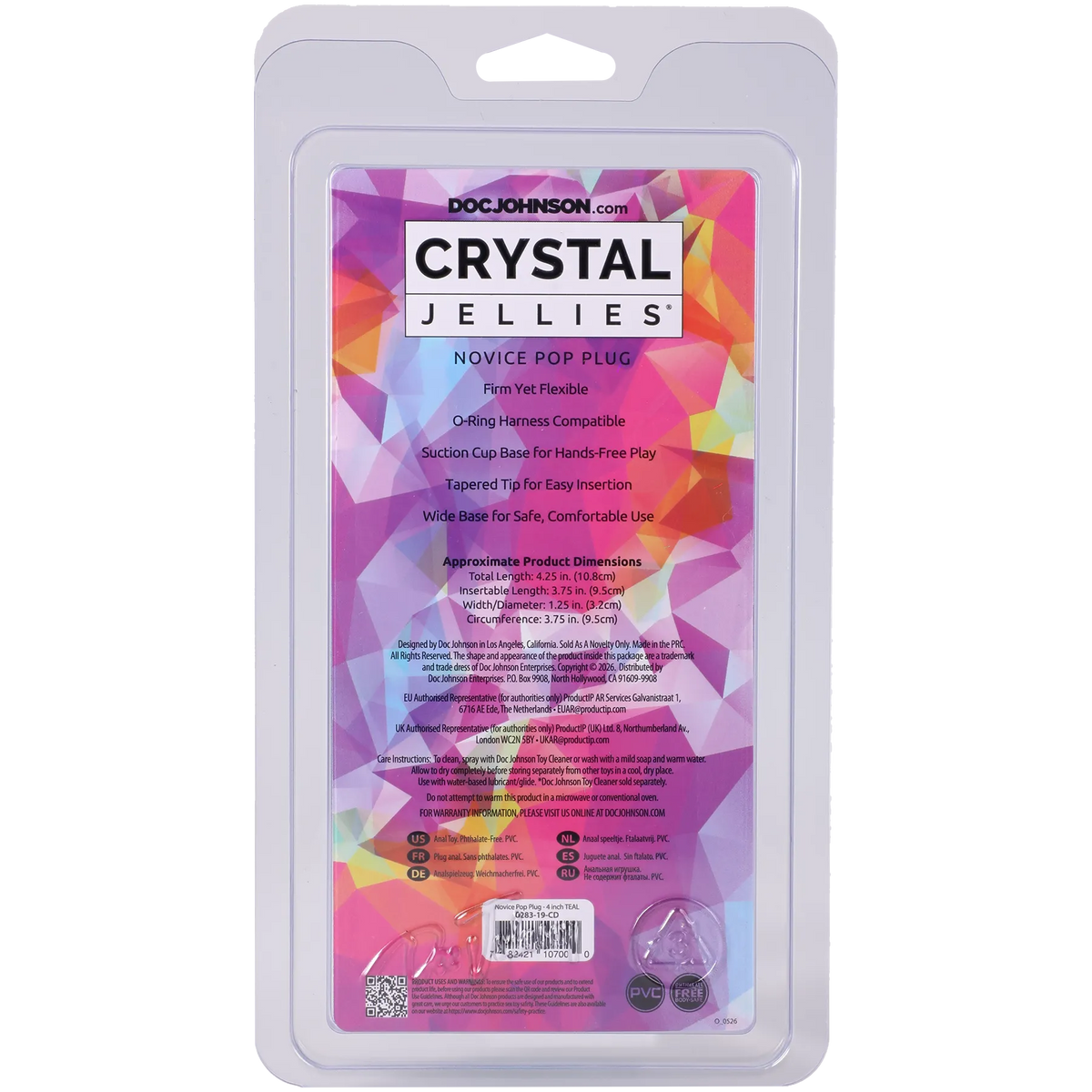 Crystal Jellies - Novice Pop Plug - 4 Inch Clear