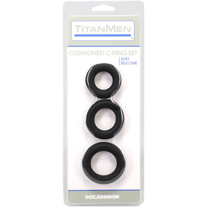 Titanmen - Cushioned C-Ring - 3 Piece Silicone Set Black