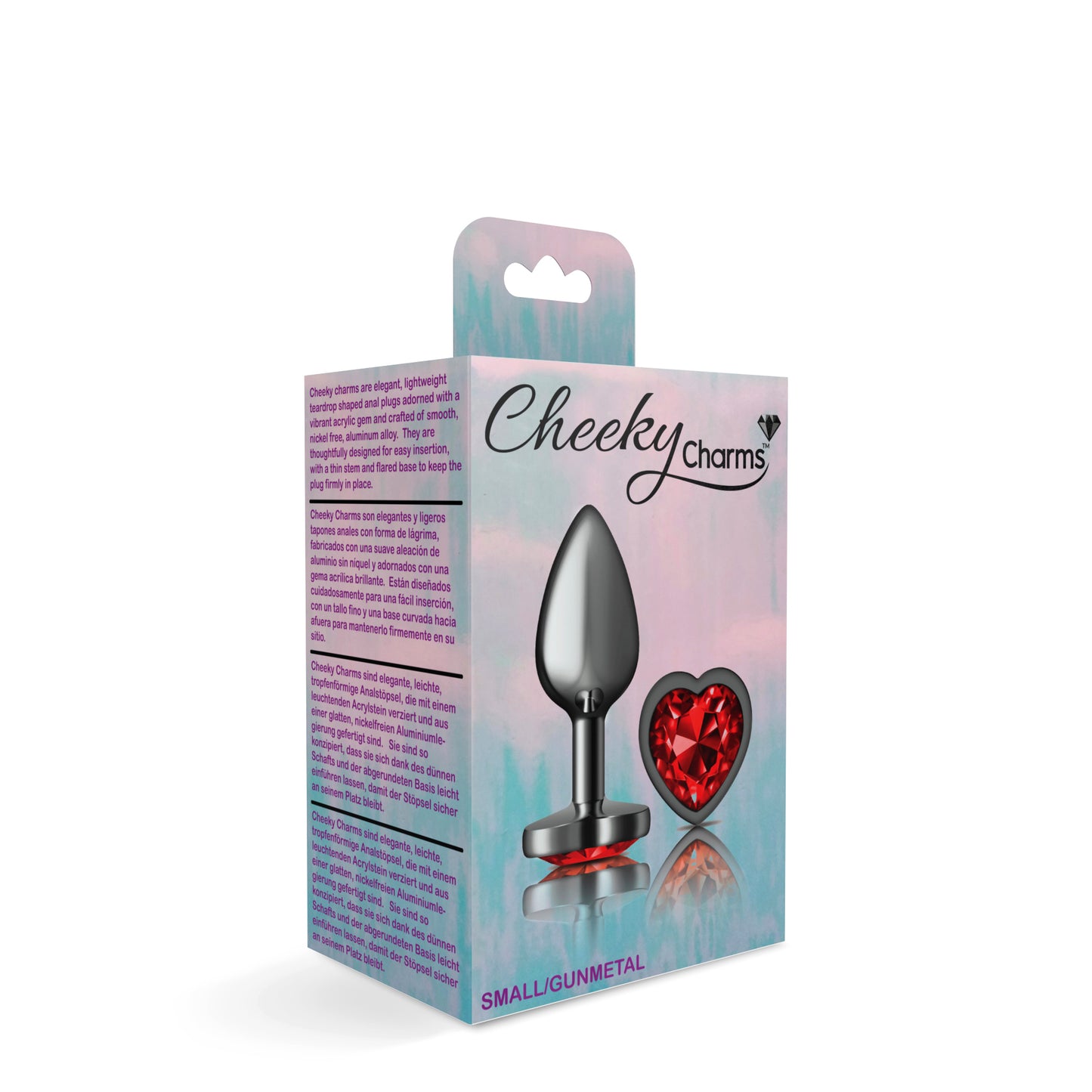 Deep Red Heart Gem Gunmetal Metal Plug - Sm