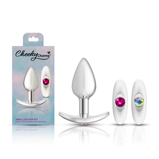Silver Anchor Buttplug Kit - Clear Iridescent/pink