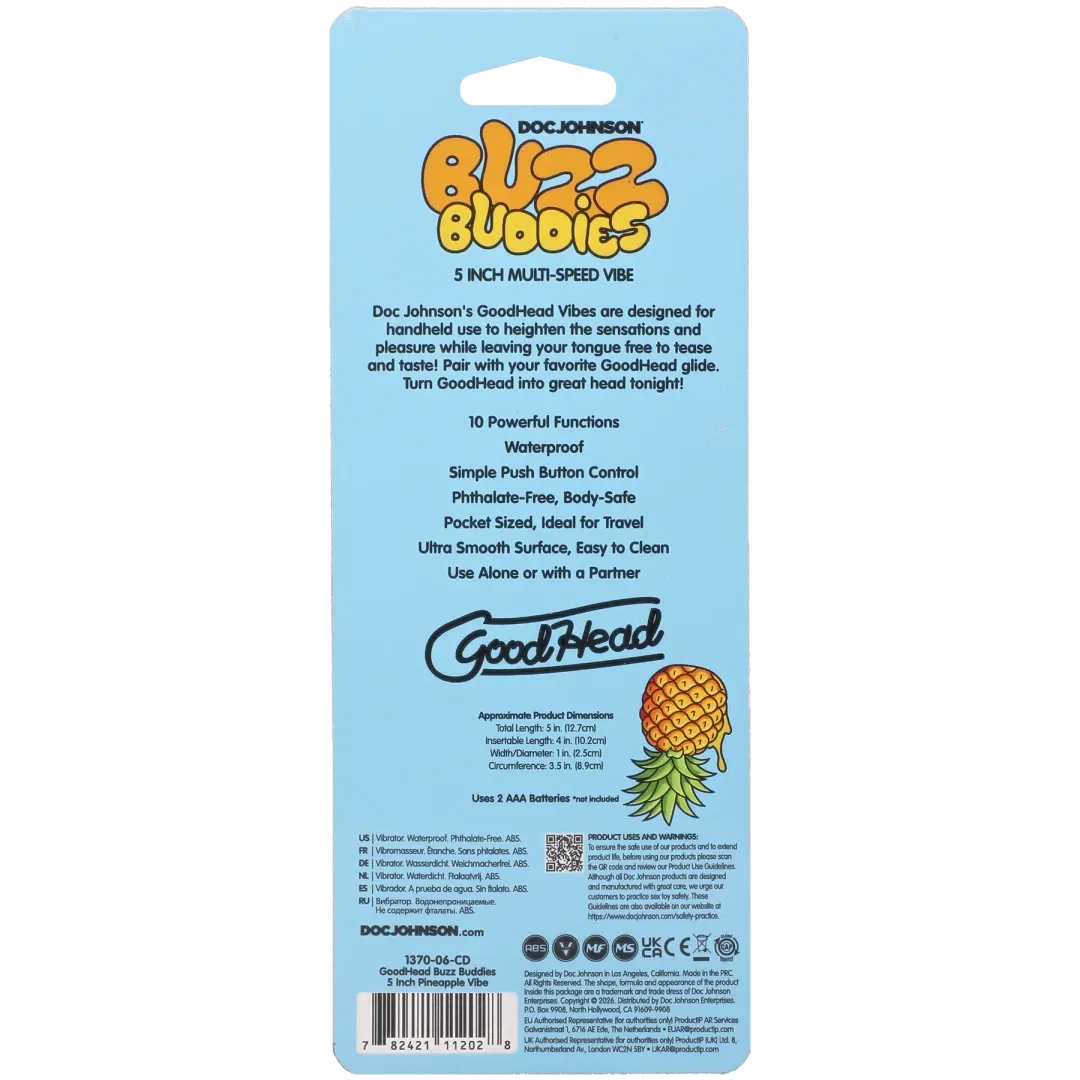 Goodhead - Buzz Buddies - 5 Inch Muti-Speed Vibe Pineapple