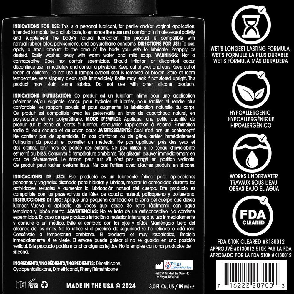 Wet Platinum Luxury Silicone Lubricant - 9 Fl. Oz.
