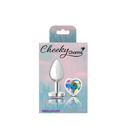 Clear Iridescent Heart Gem Silver Metal Plug - Sm