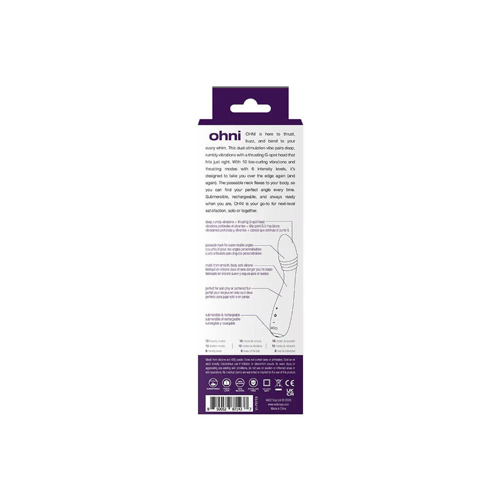 Ohni Rechargeable G-Spot Thrusting Vibe Purple