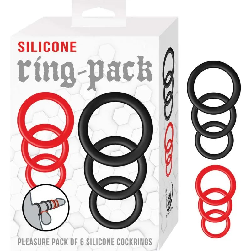 Silicone Ring Pack Red and Black