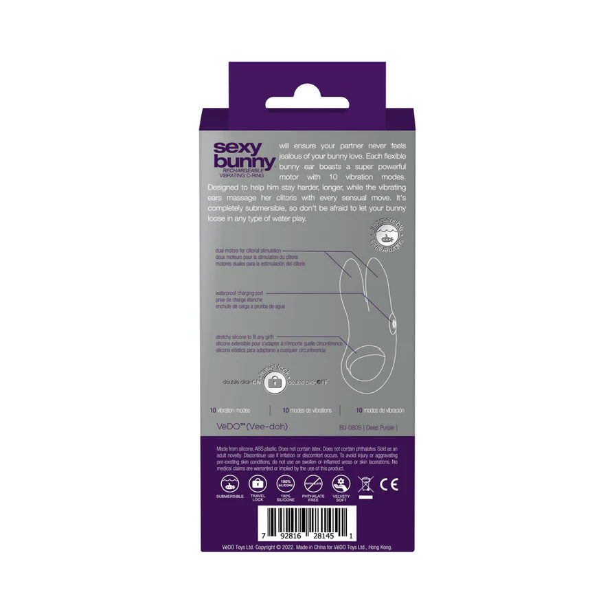 Sexy Bunny Rechargeable Ring - Deep Purple