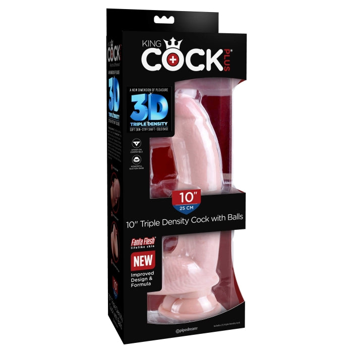 King Cock Plus 10 Inch Triple Density Cock with Balls - Light