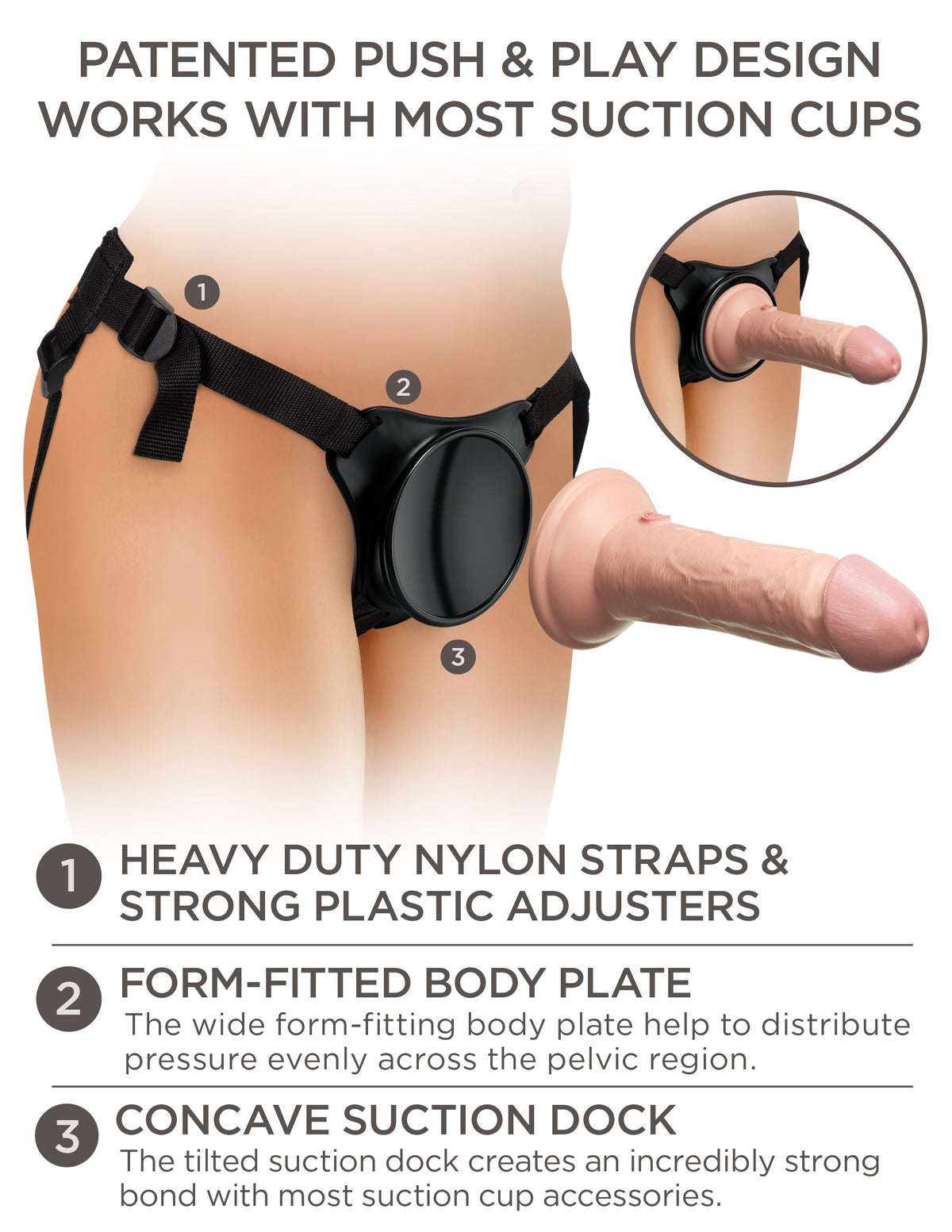 King Cock Beginner's Silicone Body Dock Strap-on Kit with Dildo 6in - Vanilla/Black