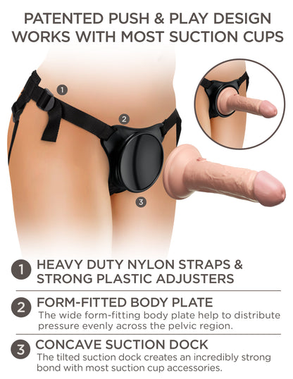 King Cock Beginner's Silicone Body Dock Strap-on Kit with Dildo 6in - Vanilla/Black