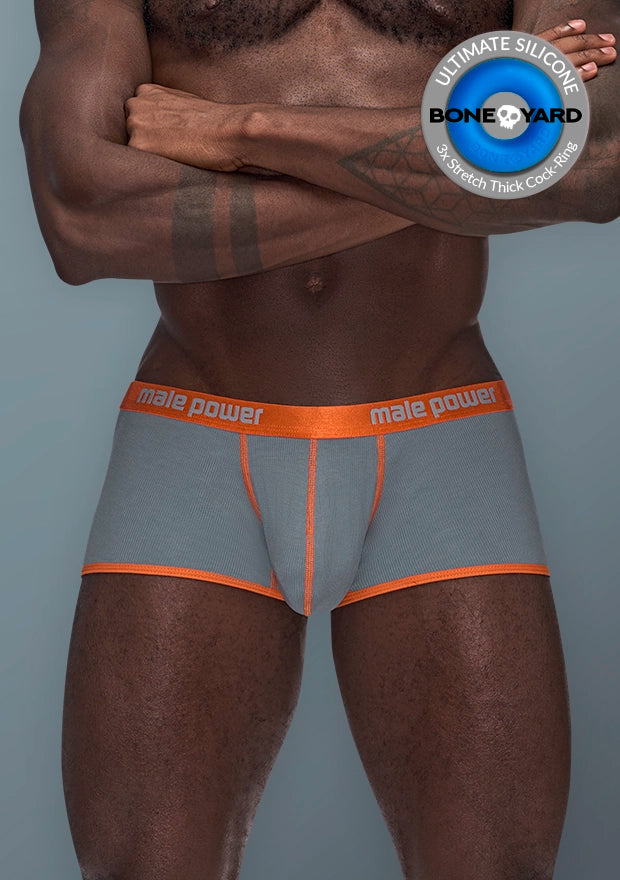 Male Power Ultimate Duo Uplift Short with Cobalt Cock Ring - Grey