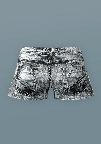 Male Power Dirty Denim Mini Short - Denim Print