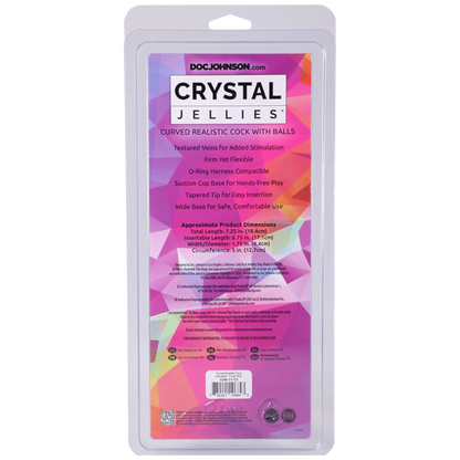 Crystal Jellies - Curved Realistic Cock With Balls - 7 Inch Pink